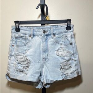 American Eagle Outfitters Light Blue Distressed Jean Shorts